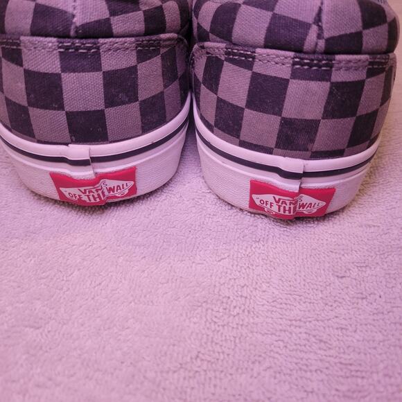 Vans Mens 7.5 Old Skool Black Gray Canvas Check Lace Up Low Skate Sneaker shoe - Picture 7 of 8